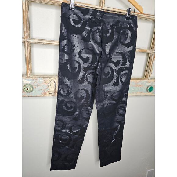 Krazy Larry Pull-on Ankle Pants Black Swirls Ladies size 10 - Picture 4 of 7